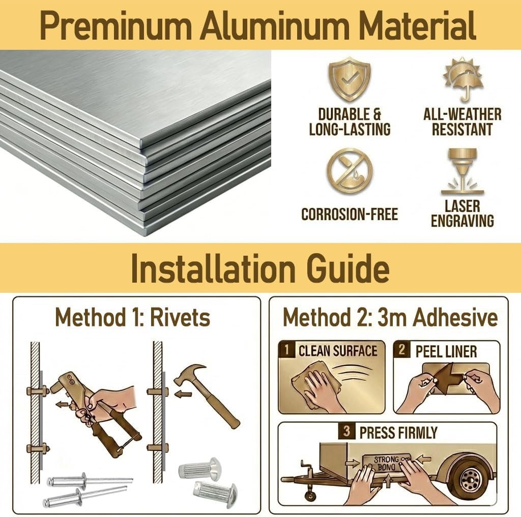 Blank Aluminum ID Plates, Metal Identification Plate, Serial Number Tag
