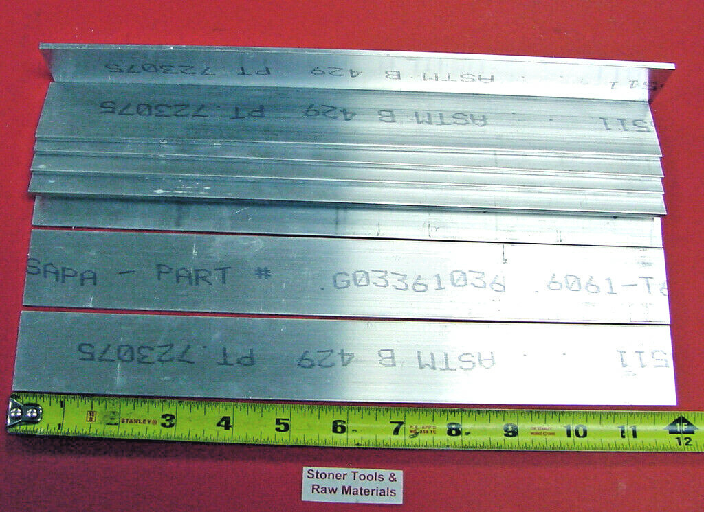 6 Pieces 1/8″ X 1-1/2″ ALUMINUM 6061 FLAT BAR 12″ long T6511 Extruded Mill Stock