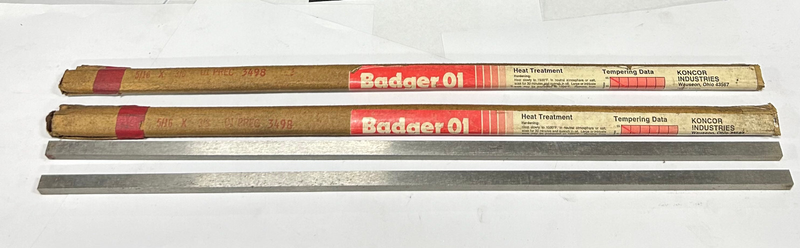 5/16 X 3/8 X 18″ 2 PC BNDL O-1 Flat Ground Stock Regular Tolerance Koncor Brand