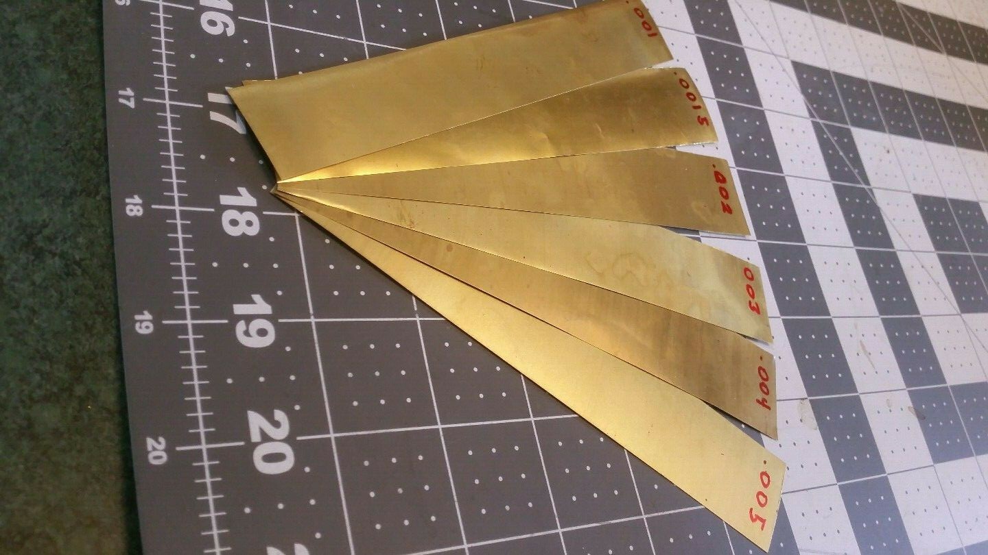 brass Shim Stock assortment 0.001 0.0015 0.002 0.003 0.004 0.005 1″x6″ 6 pieces*
