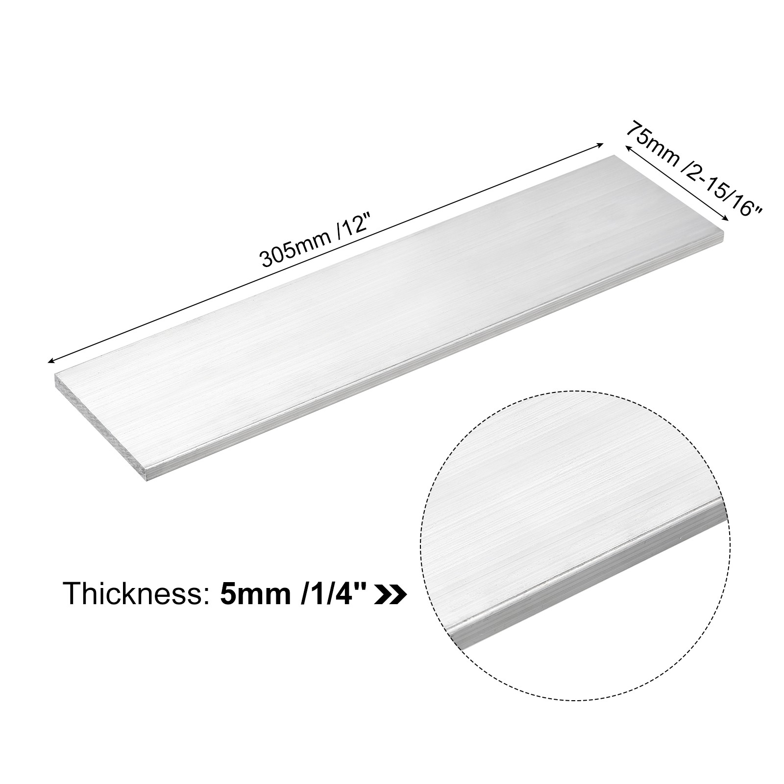 Square Aluminum Bar 1/4″ Thick 3″ Width 12″ Length