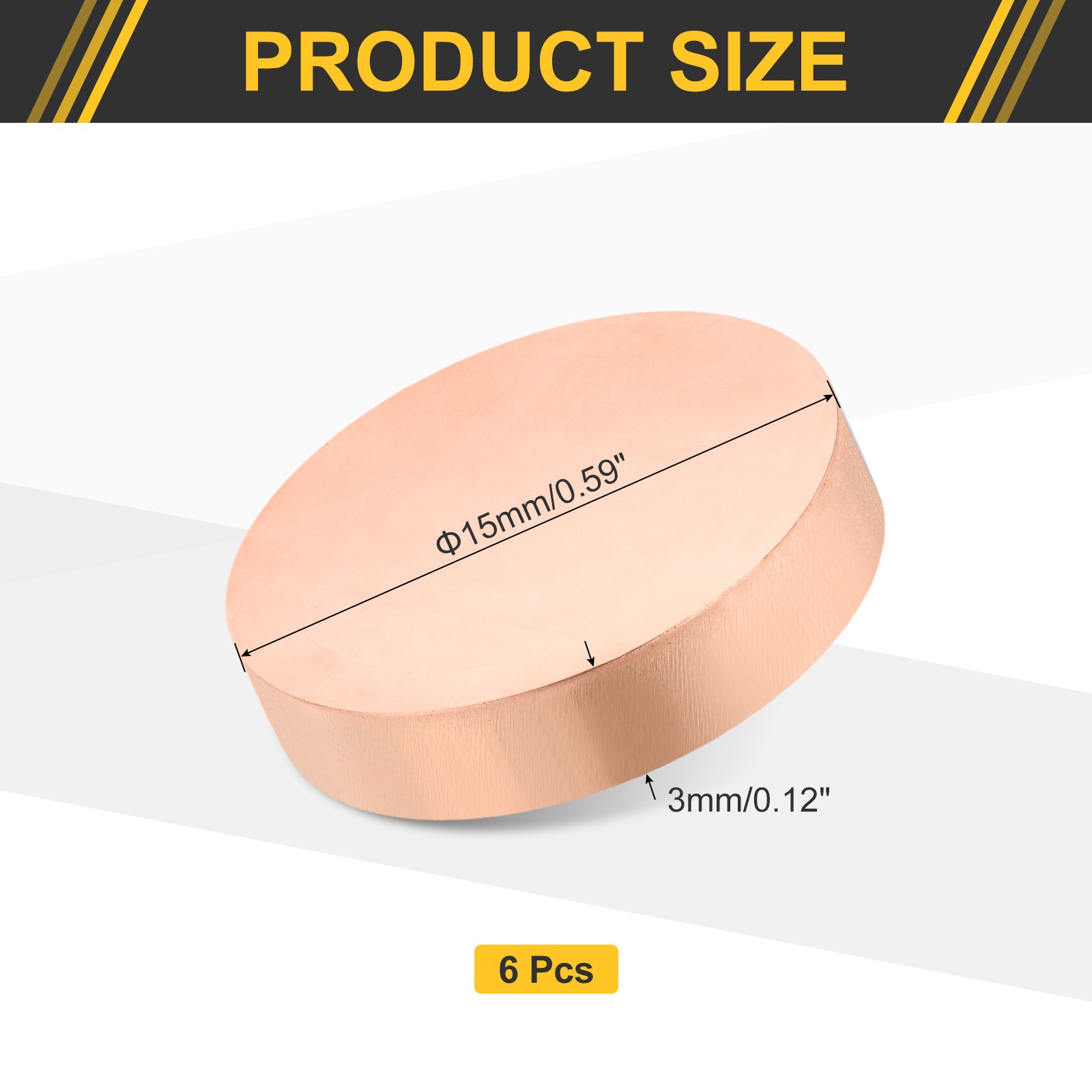 6Pcs Copper Round Plate, 0.12″ Thick 0.6″ Dia C1100 Pure Copper Sheet
