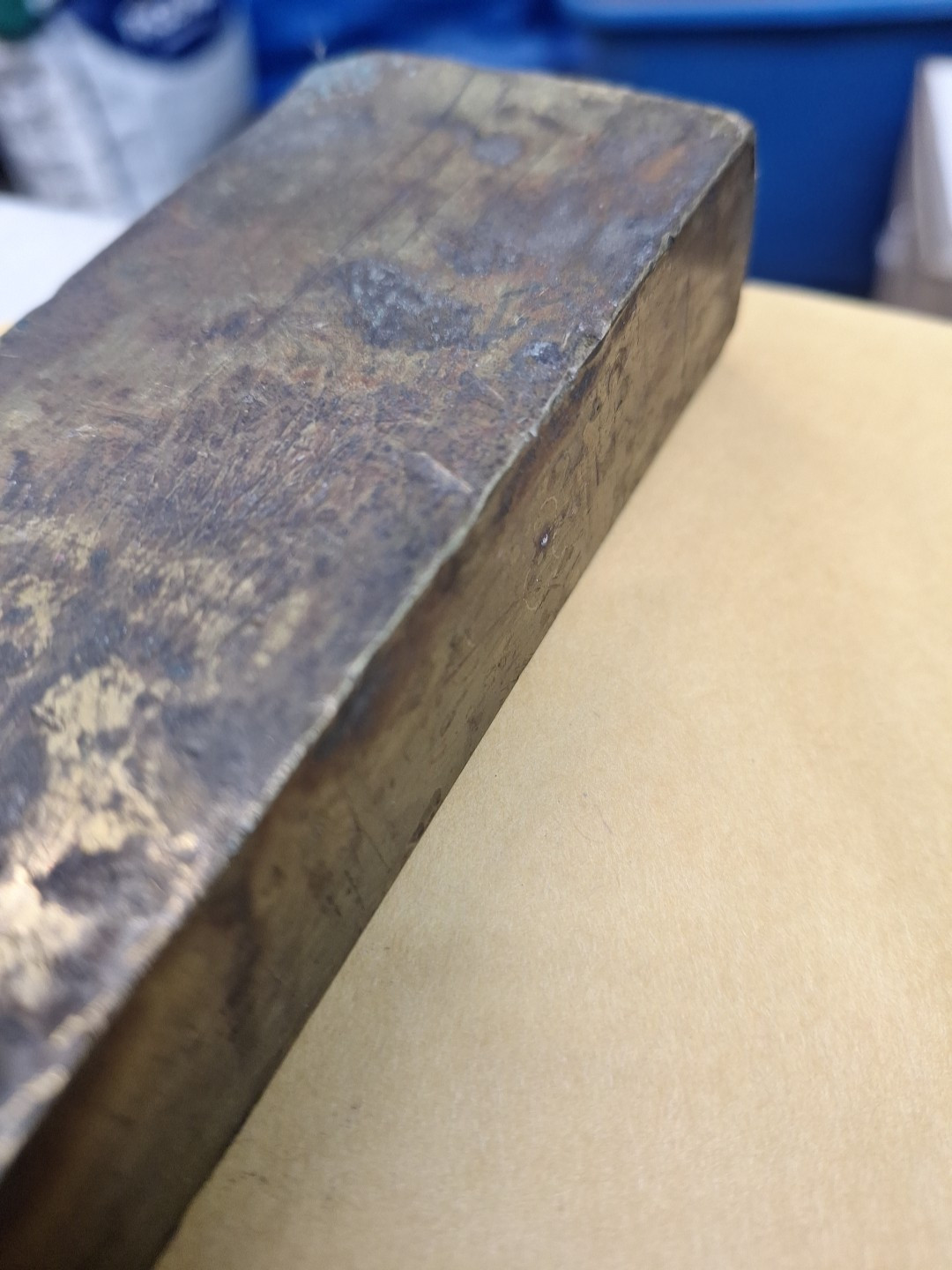 Yellow Brass? Stock Rectangle Flat Bar 1″x 2″x 13″L SEE PHOTOS OF CONDITION