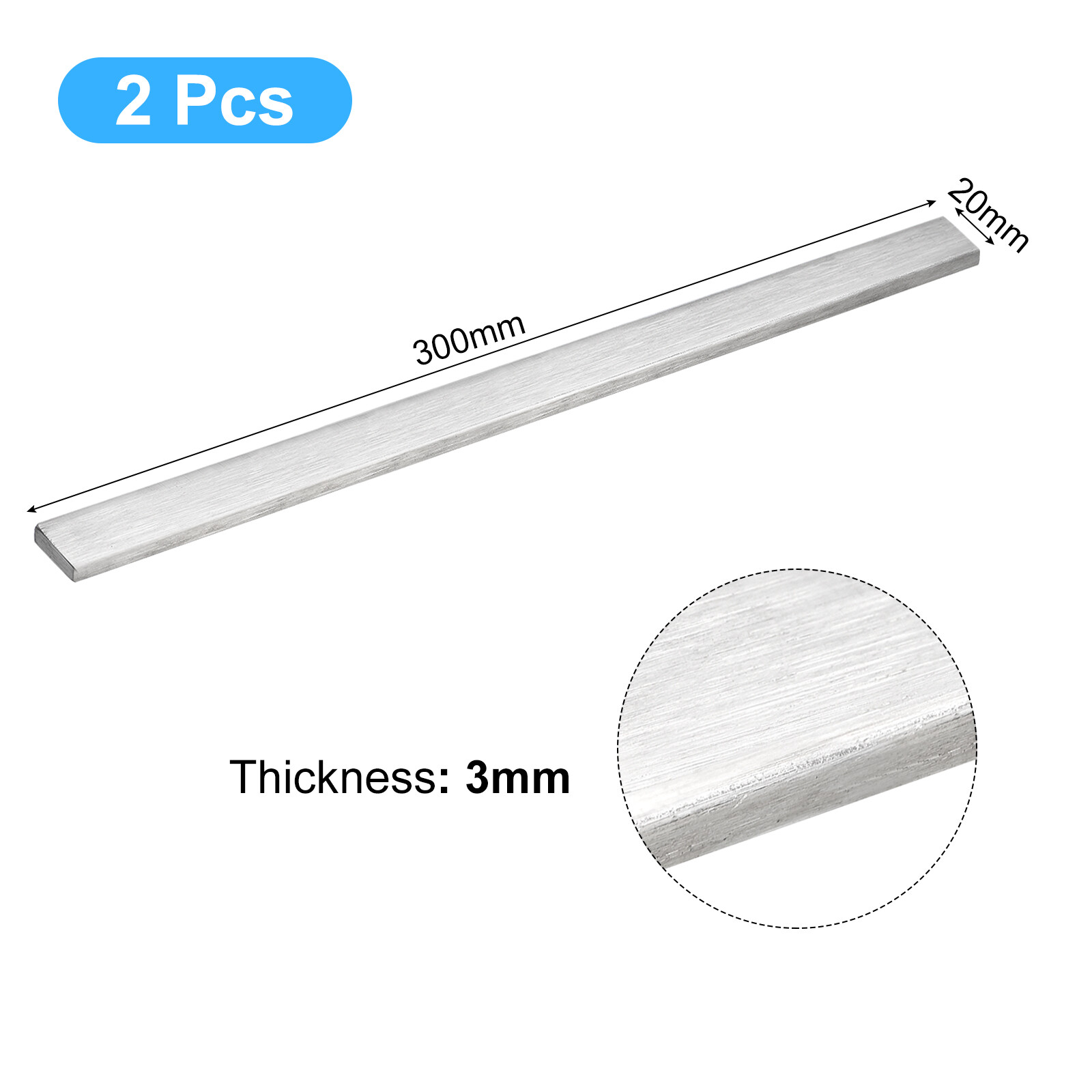 2pcs 316L Stainless Steel Flat Bar, 1/8″ Thickness 25/32″ Width 12″ Long