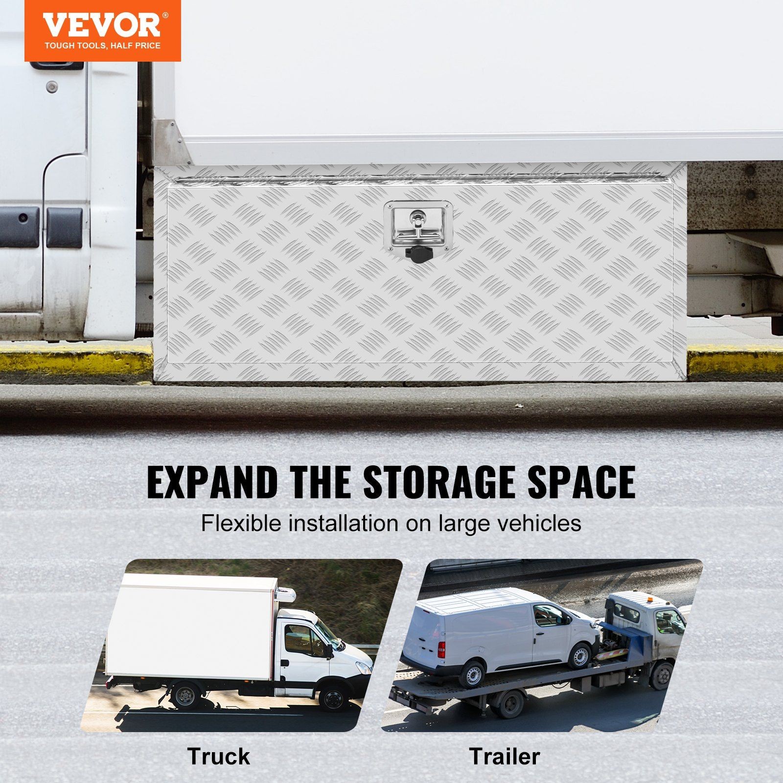 36x17x18in 36″ Aluminum Diamond Plate Waterproof Truck Box & T-Handle Latch