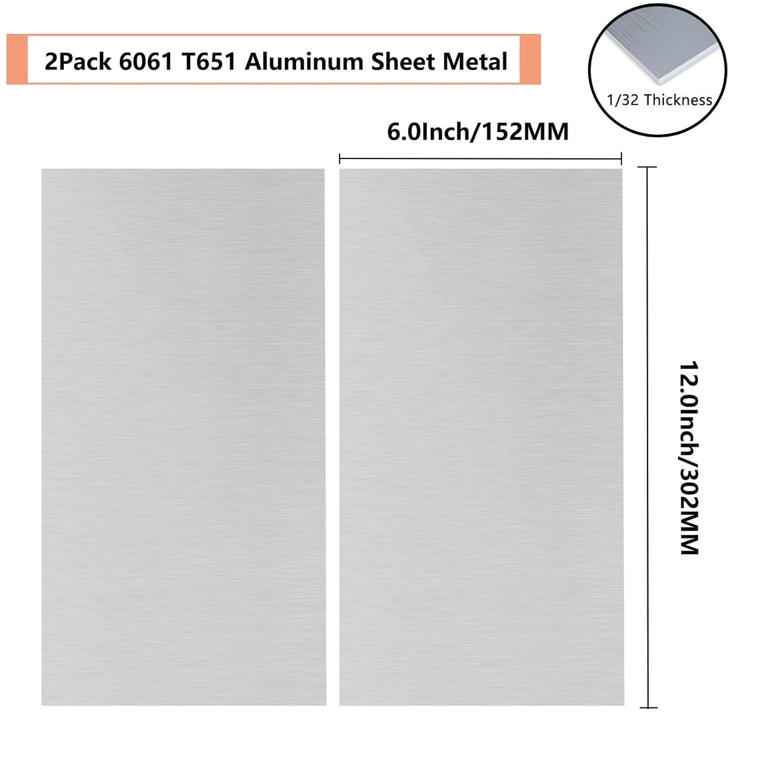 Heat Treatable 2-Pack Aluminum Sheets 6×12 | Smooth Surface Crafting Material