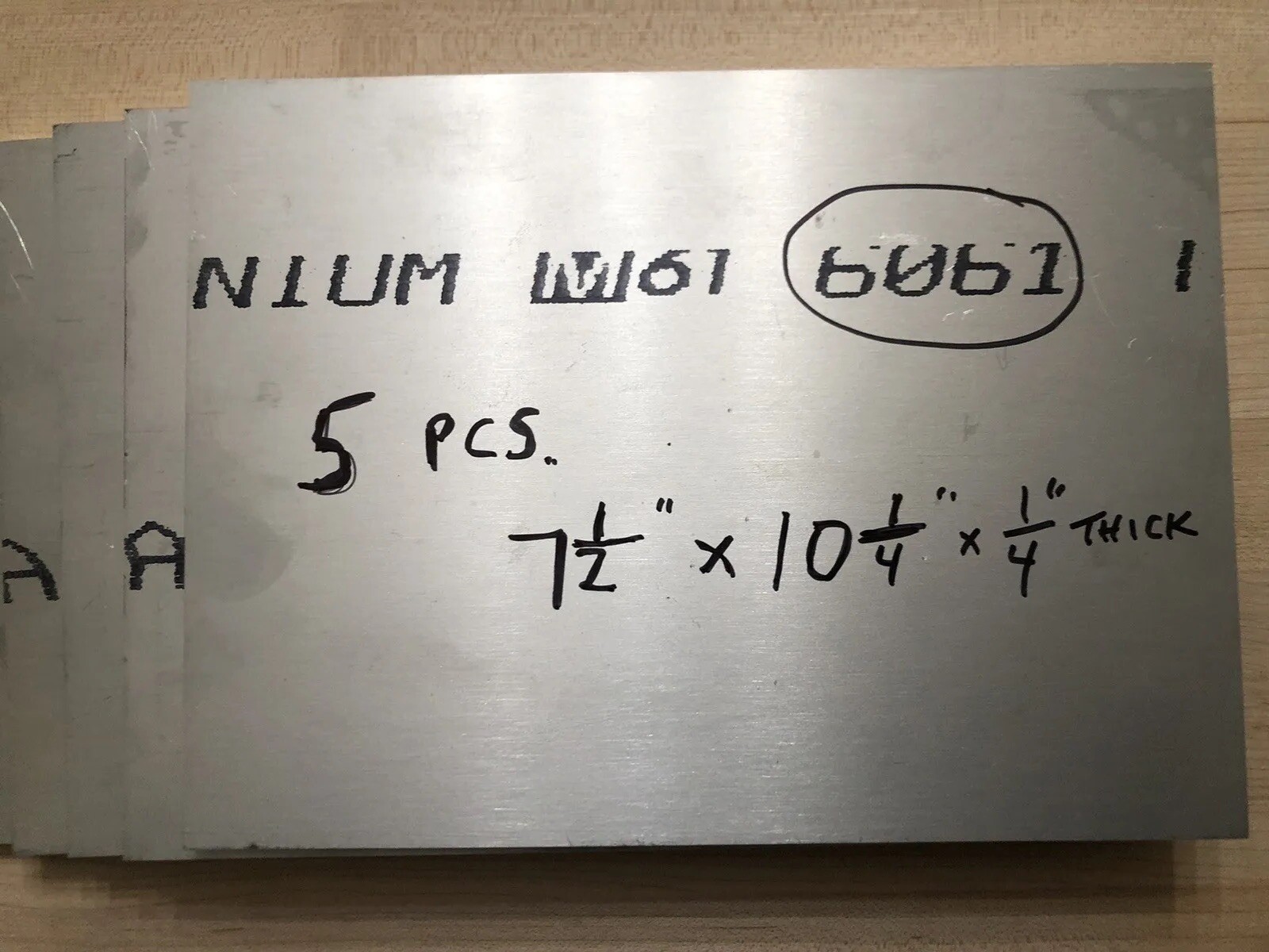 ALUMINUM 6061 PLATE 1/4” X 7 1/2” X 10 1/4” LOT OF 5 PCS MILLING MACHINE