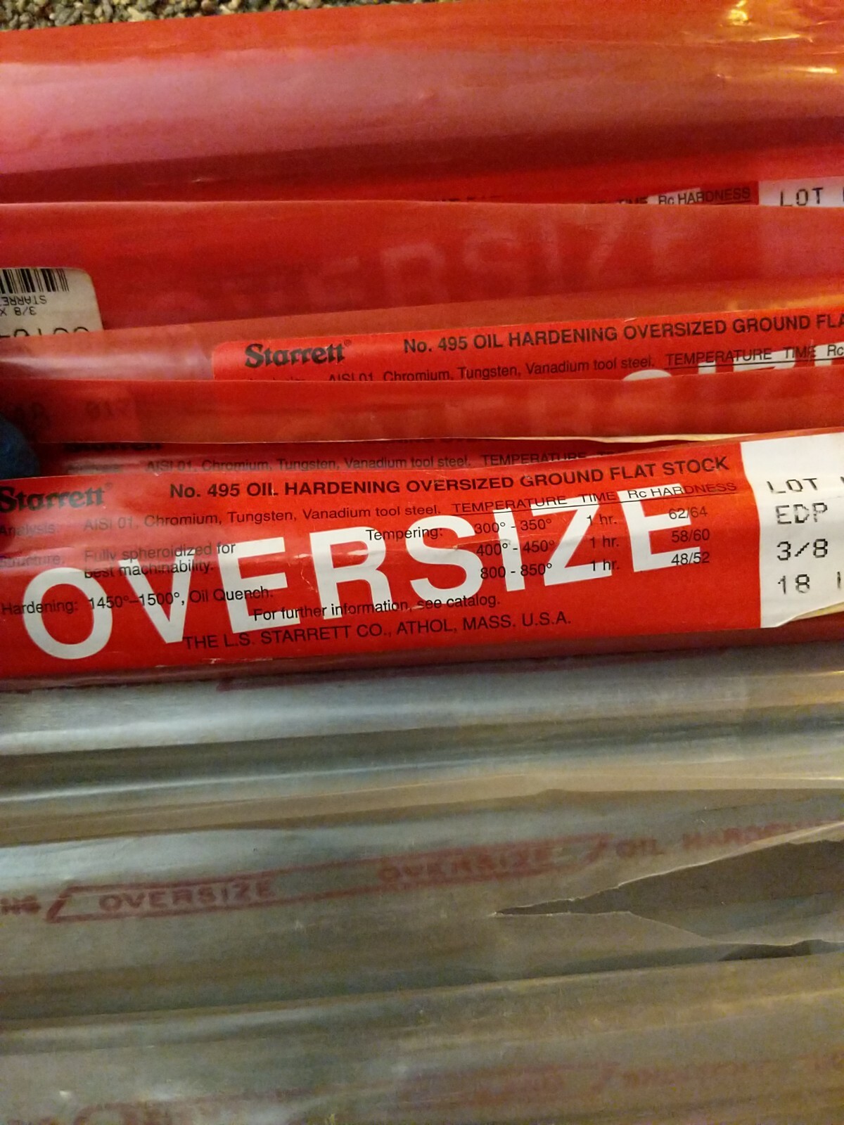 20x Starrett 495 Msc 86104148 3/8 3/4 18 Inches Oil Hardened Flat Stock
