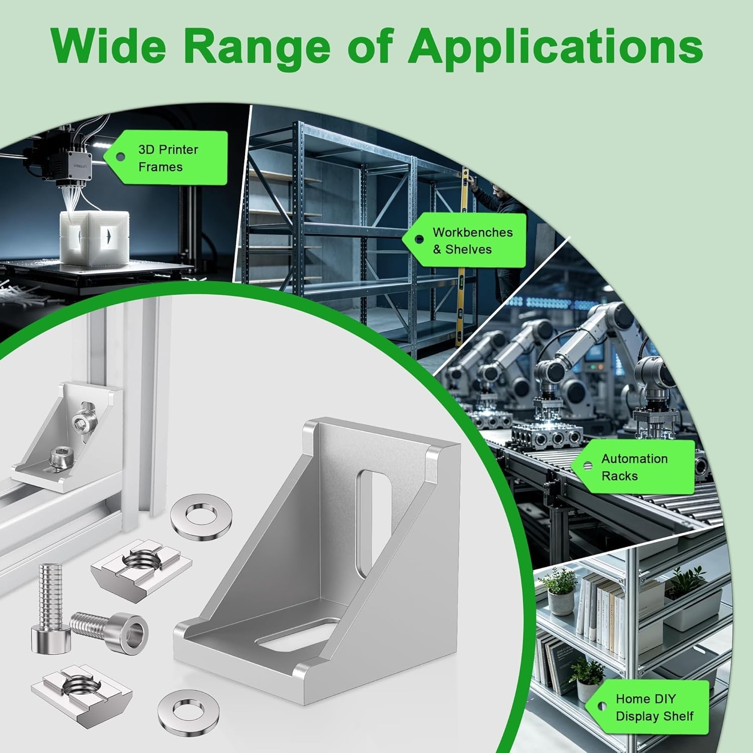 Heavy-Duty 4040 Series Aluminum Profile Connectors with Wrench and Hardware Kit