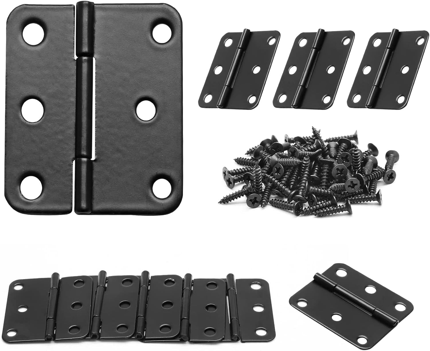 24Pcs 1-1/2 Inch Length Black Metal Butt 1.5 x 1.3inch (24Pcs), Matte