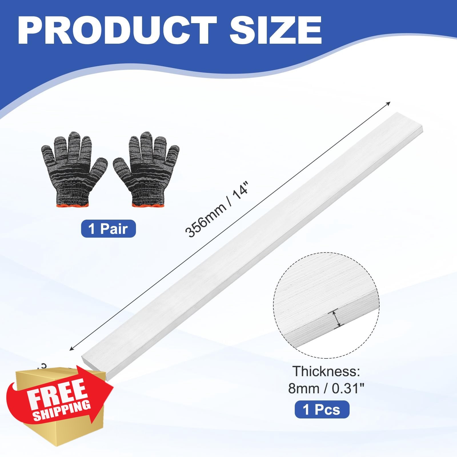 uxcell Square Aluminum Flat Bar, 0.31″ Thickness 1.2″ Width 14″ Length Square…