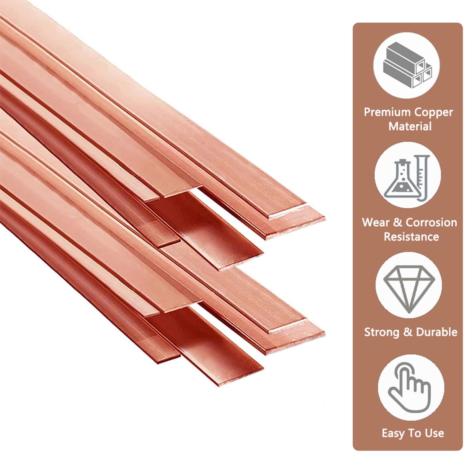 2Pcs C110 Copper Flat Bar 6″ Long 1/8″ 3mm x 1″ 25mm x 6″152mm Copper Bus Bar…