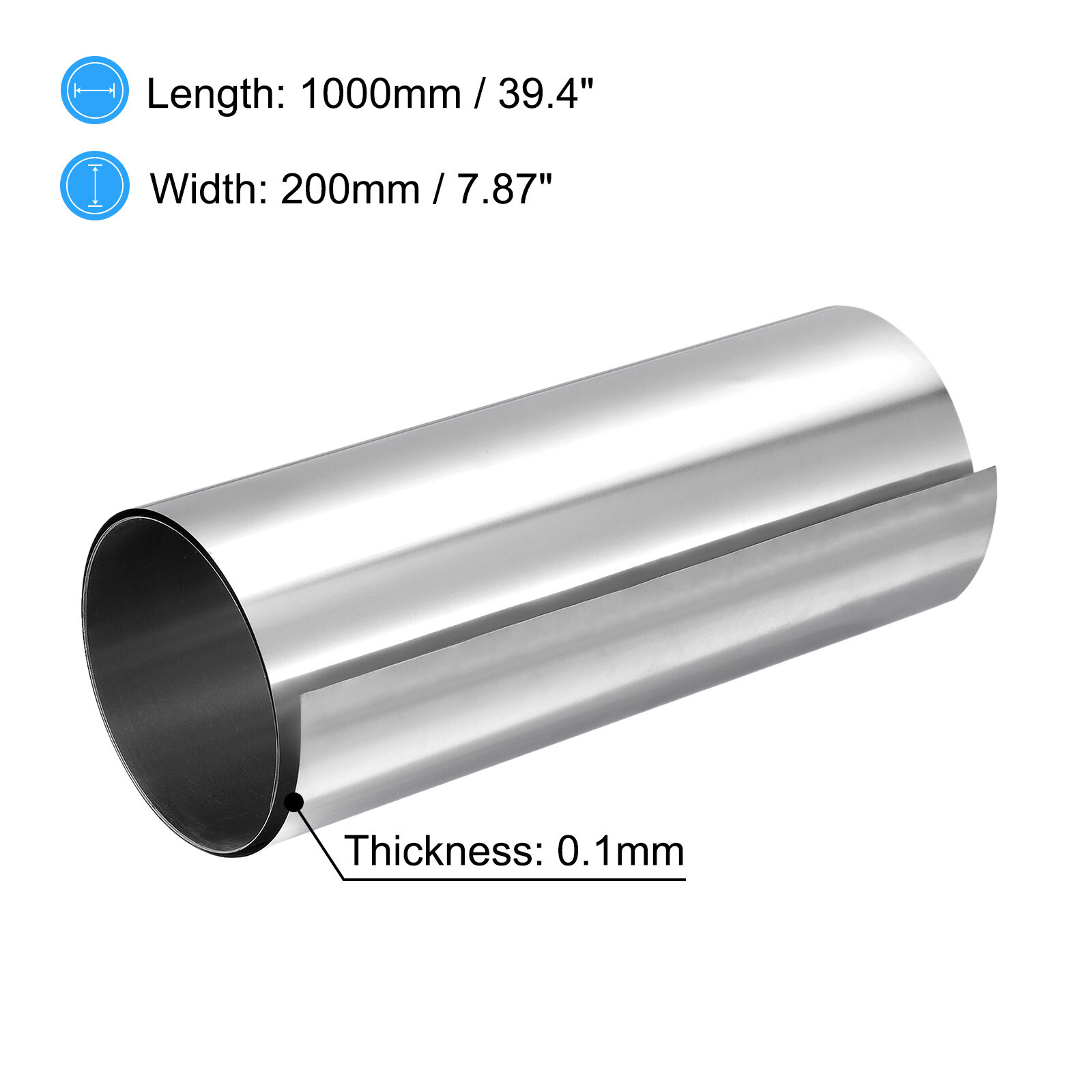 0.1x200x1000mm 304 Stainless Steel Roll Sheet Fine Plate Foil for Crafts