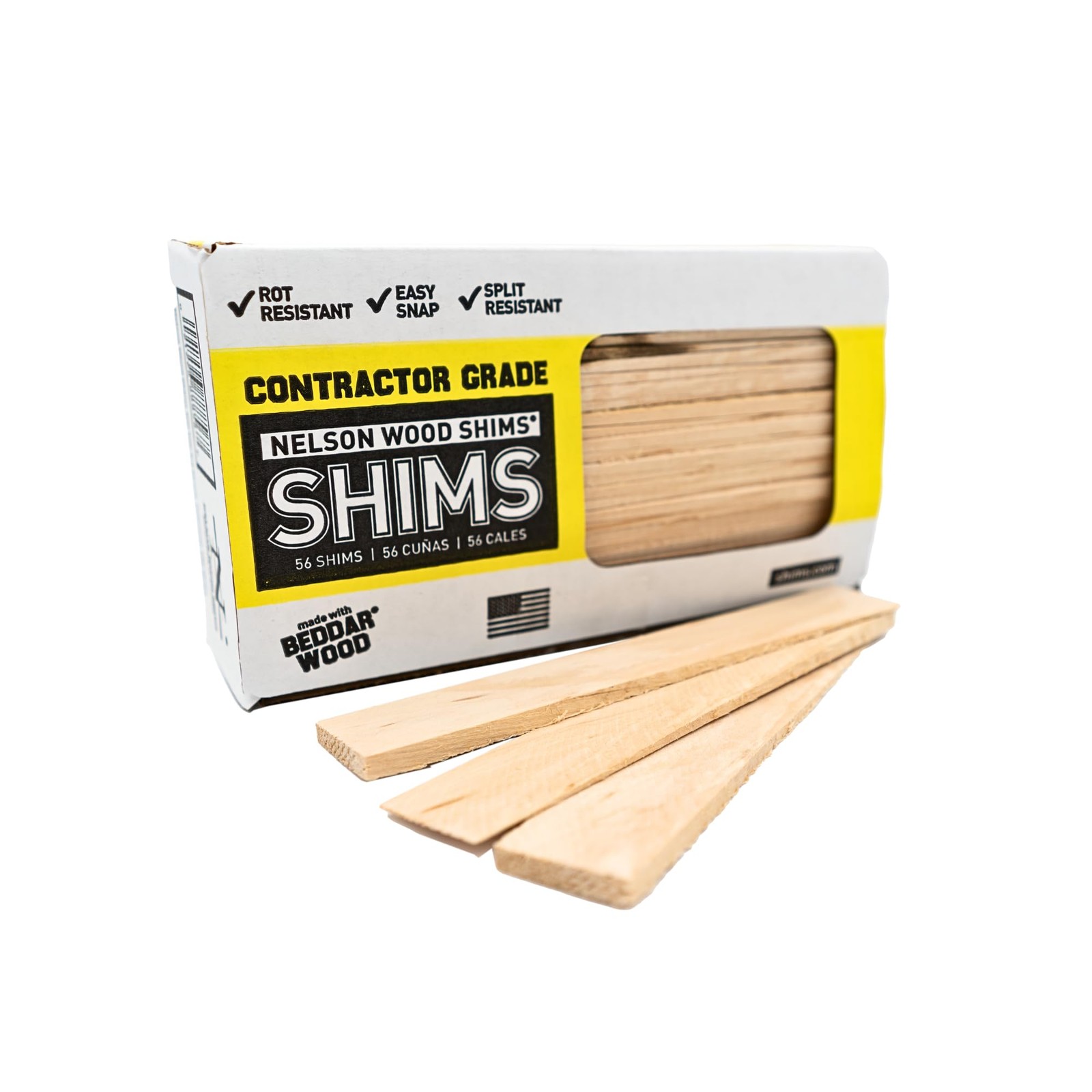 Beddar Wood Shims 8-Inch Contractor Grade 56 Count Carton for Leveling