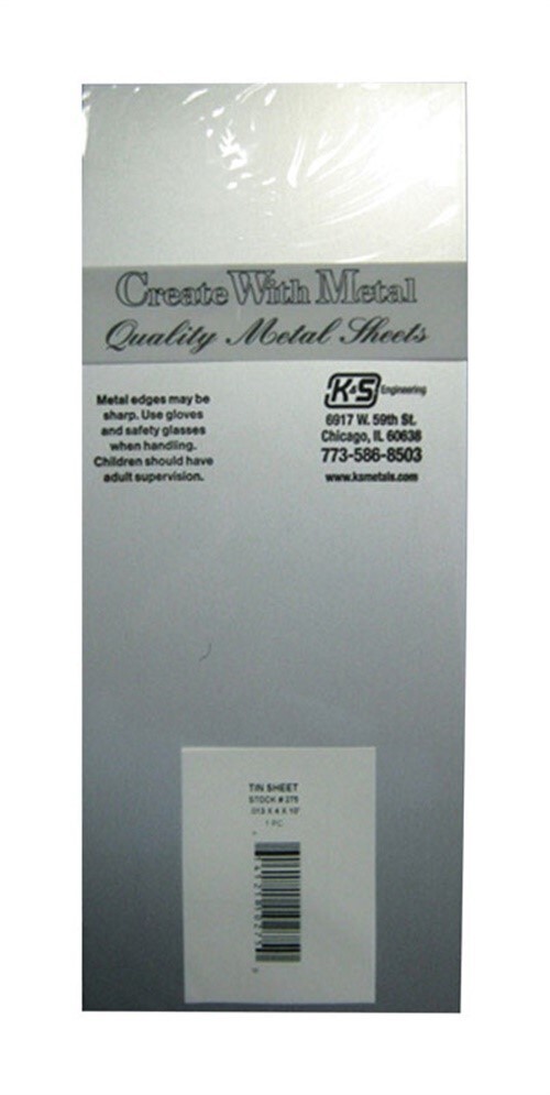 K&S 275 Tin Coated Steel 0.013 in. Thick Natural Sheet Metal 10 L x 4 W in.