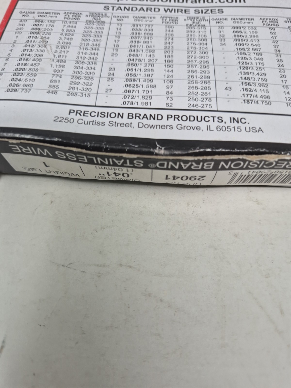 Precision Brand Stainless Steel-stainless Wire-9041 -Open Box