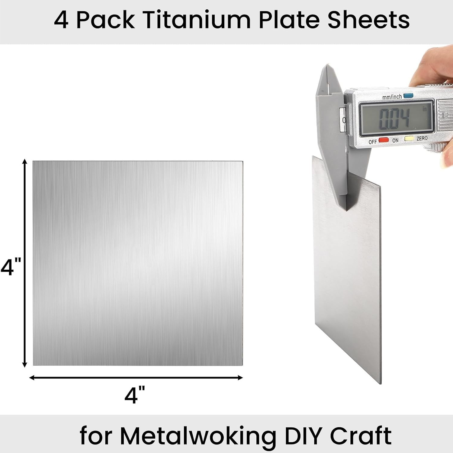 4 Pack Titanium Plate Sheets, 4″ x 4” x 0.04″ Titanium Metal Sheet, 1mm Thic…