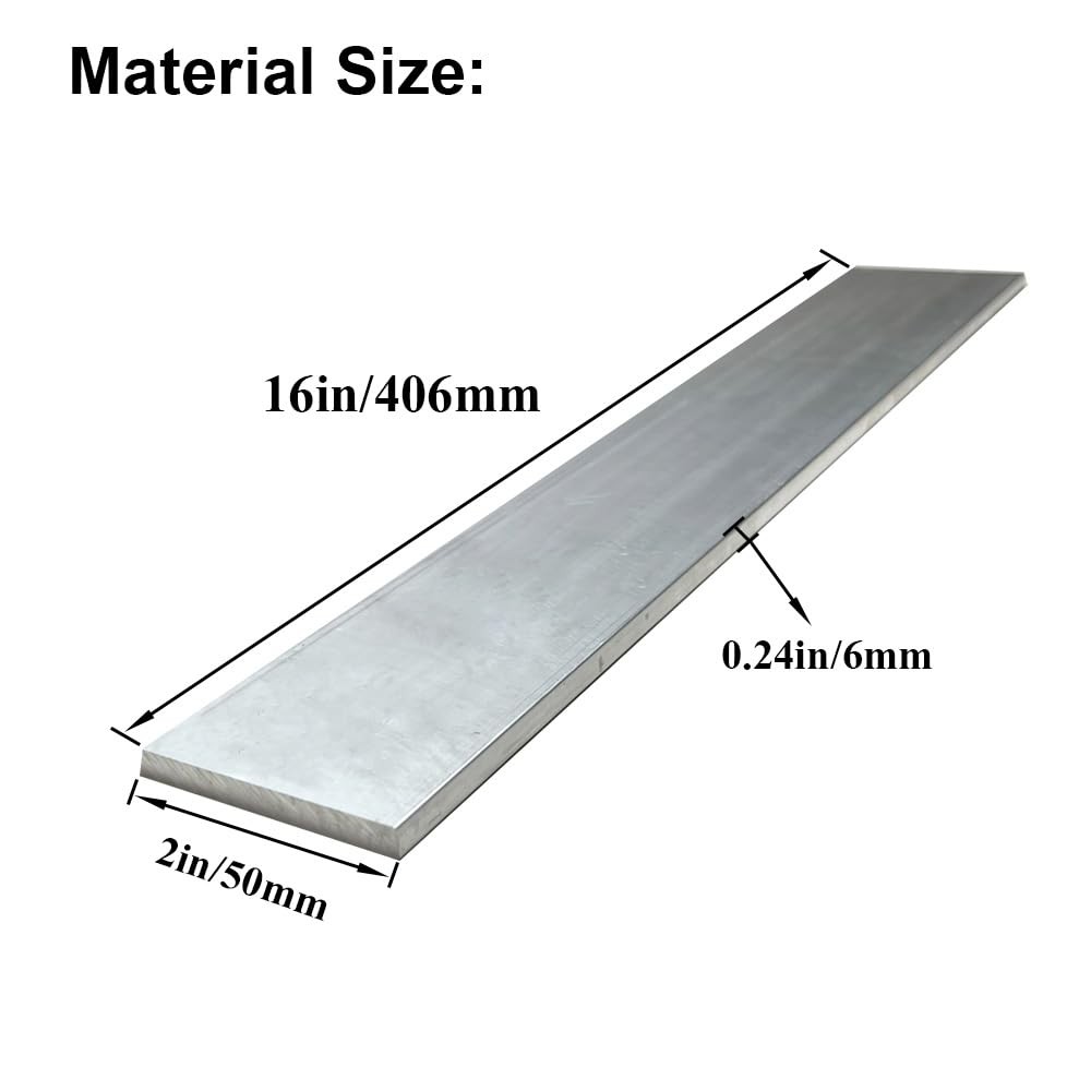 2 PCS 1/4×2 Inch 16 In Long 6061 Square Aluminum Flat Bar 6x50x406mm T6511
