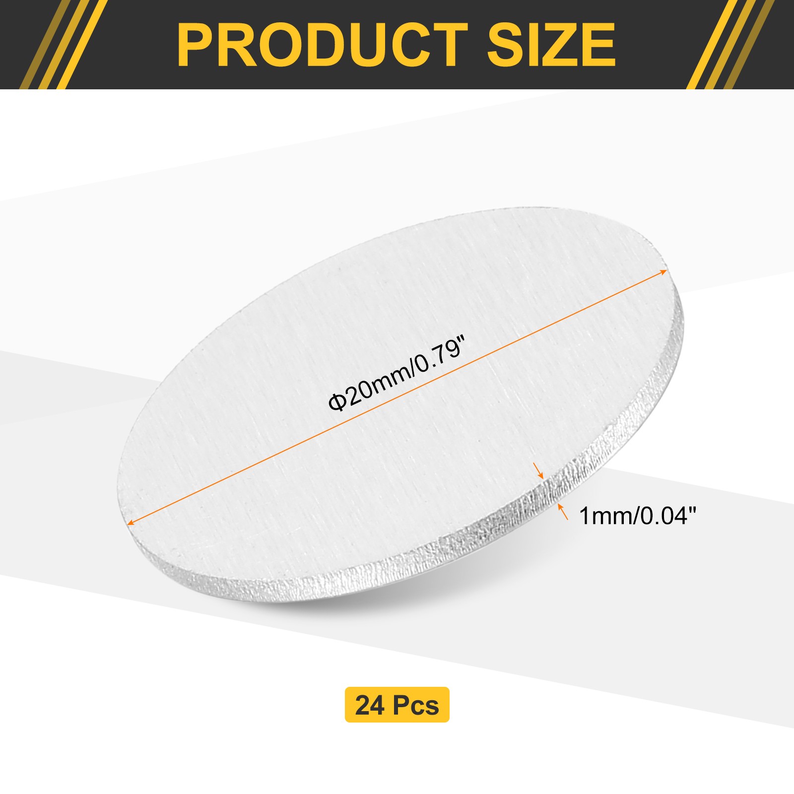 24Pcs Aluminum Disc, 1″(20mm) Dia 0.04″(1mm) Thick Round 1060 Aluminum Sheets