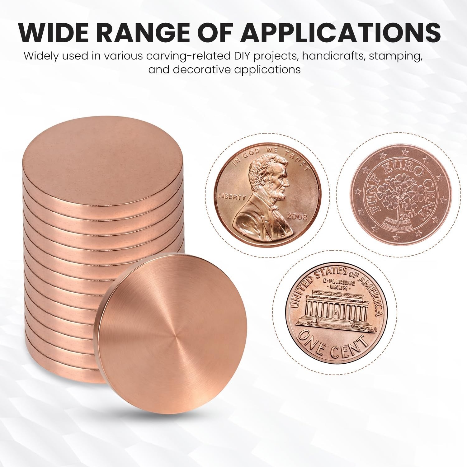 1-1/4″ Copper Round Disc Blanks, 1/8″ Thick, 10 Pack for Crafts