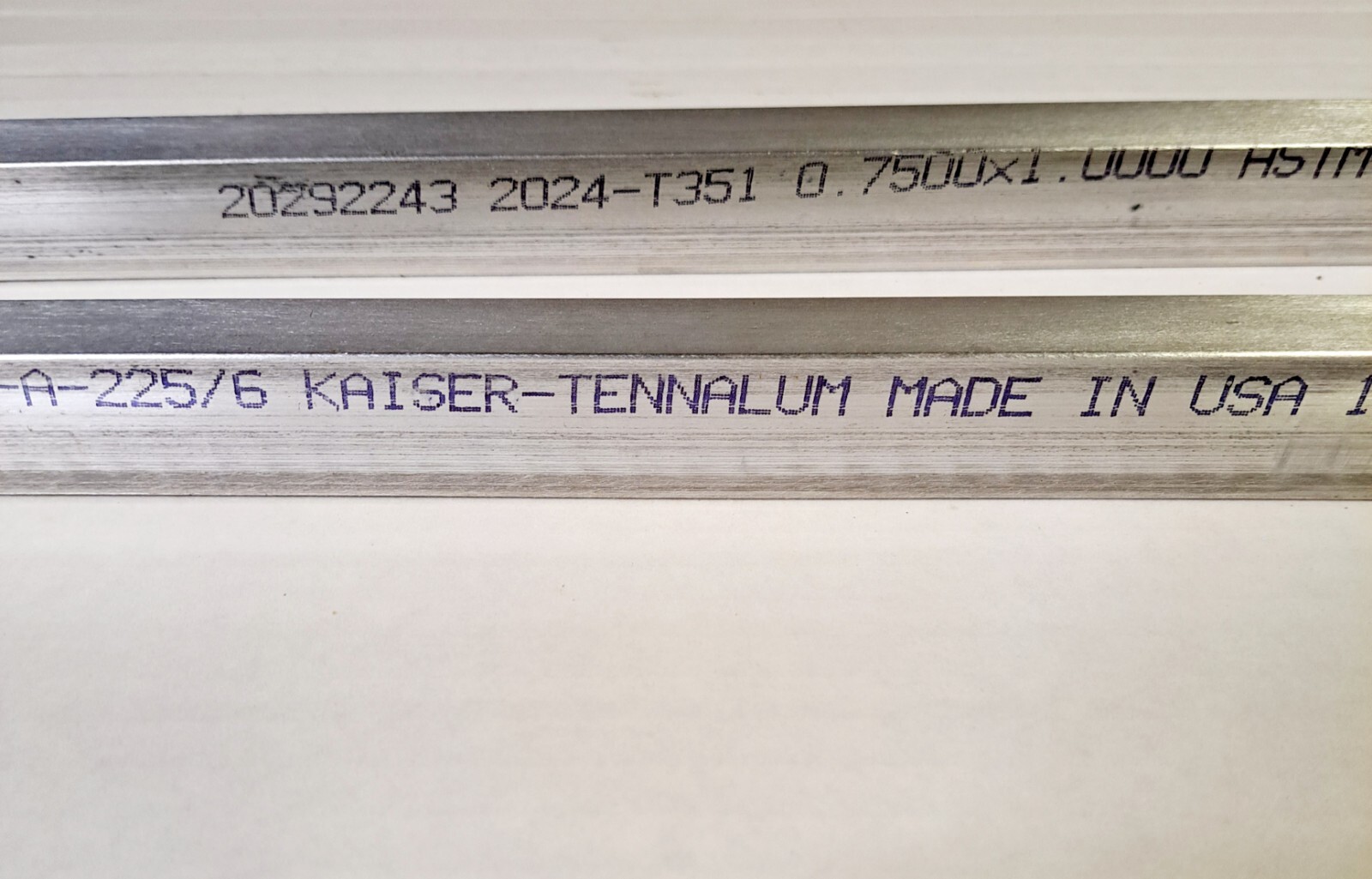 2 Pcs 1″ x 3/4″ x 13 3/8″ 2024 T-351 Aluminum Mill Stock Kaiser-Tennalum