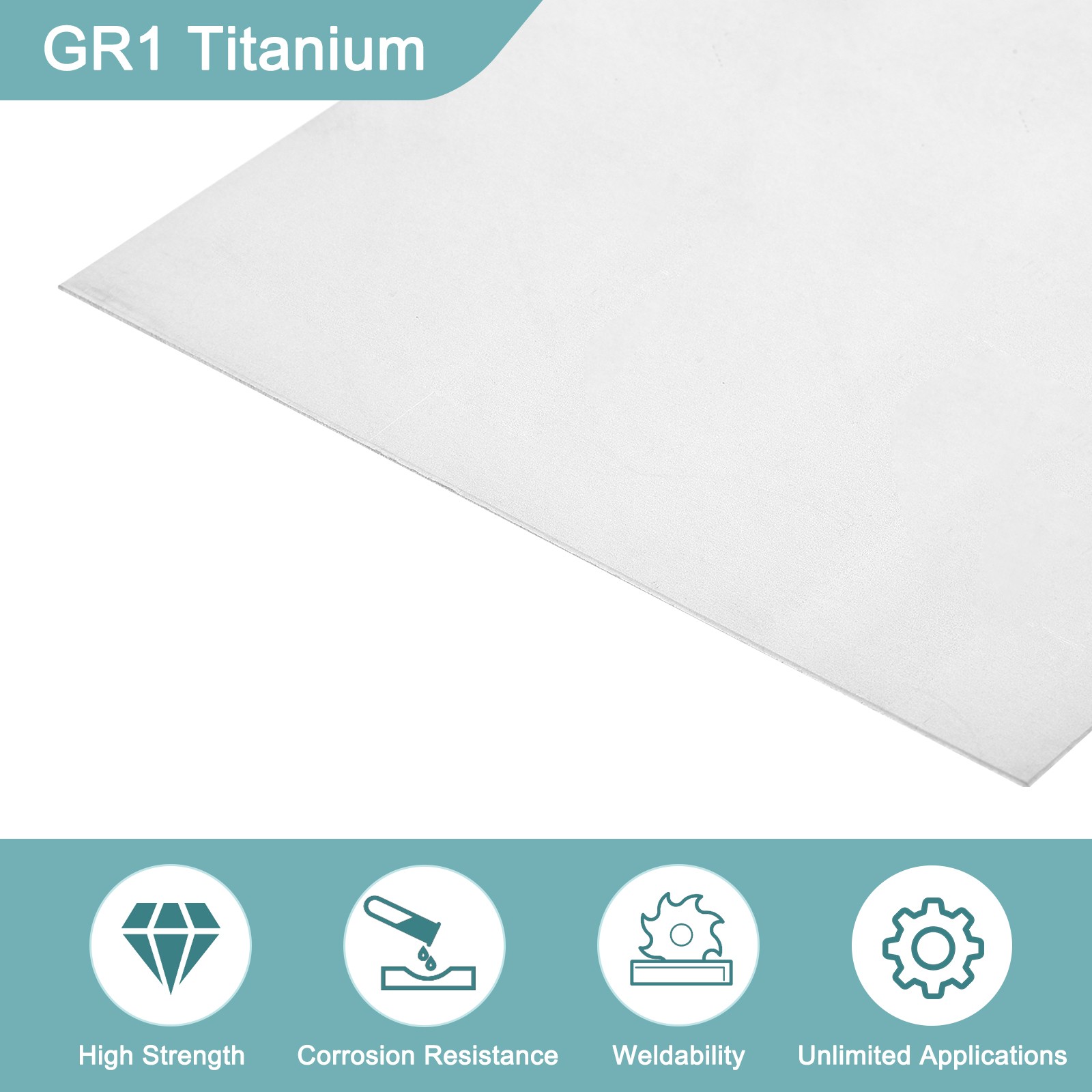 1Pcs GR1 Titanium Plate Sheet, 100x100x1mm Titanium Alloy Metal Sheet