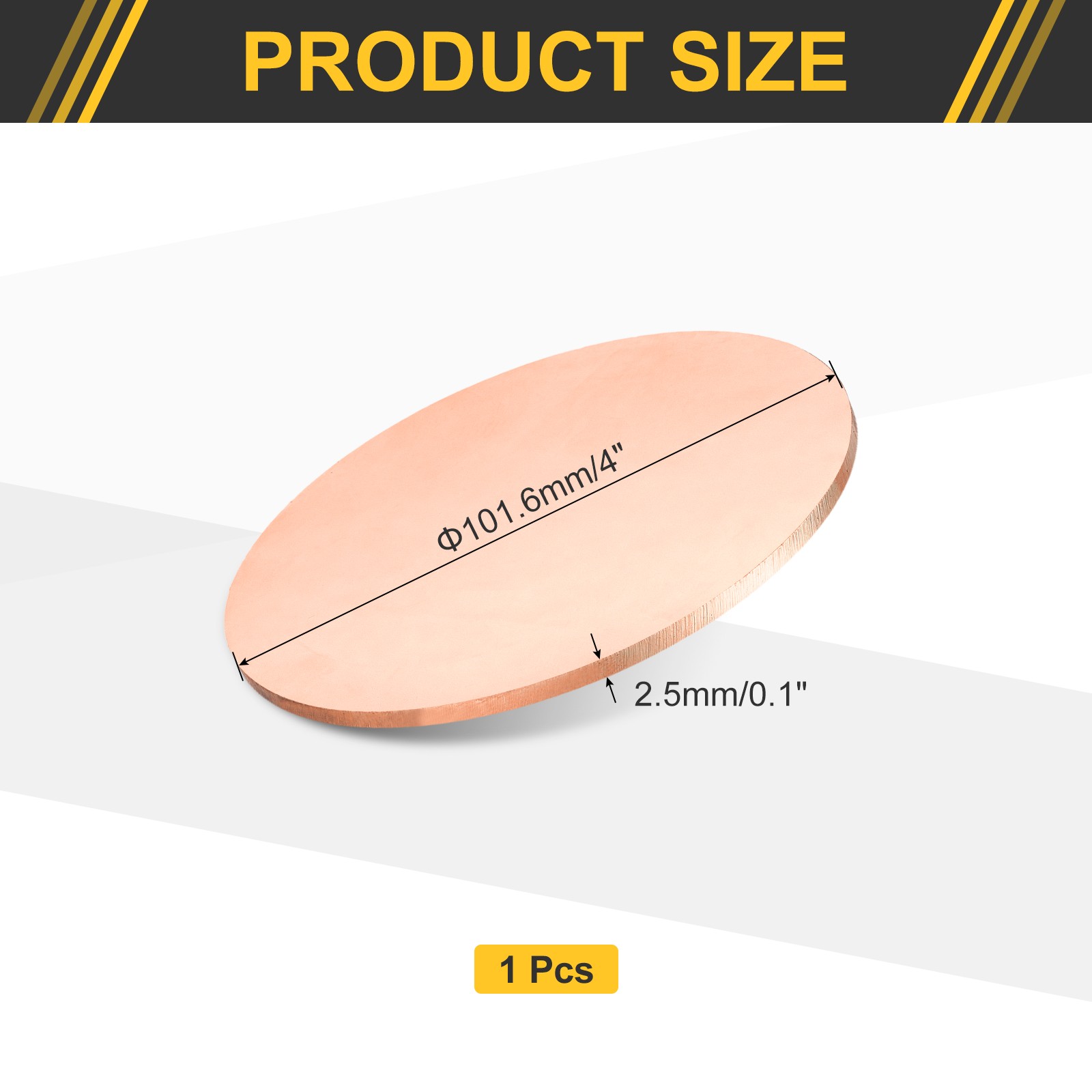 Copper Round Plate, 0.1″ Thick 4″ Dia C1100 Pure Copper Sheet