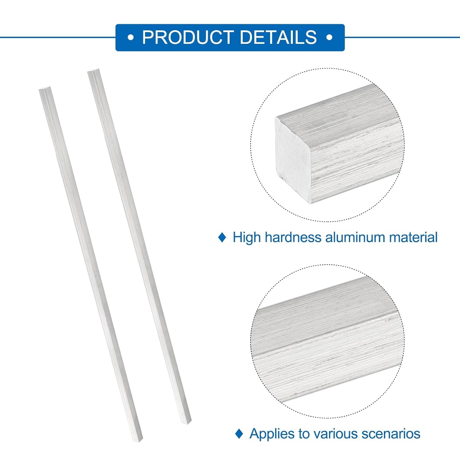 MECCANIXITY 2 Pcs Square Aluminum Flat Bar, 1/4″ (6mm) Thick x 1/4″ (6mm) Width