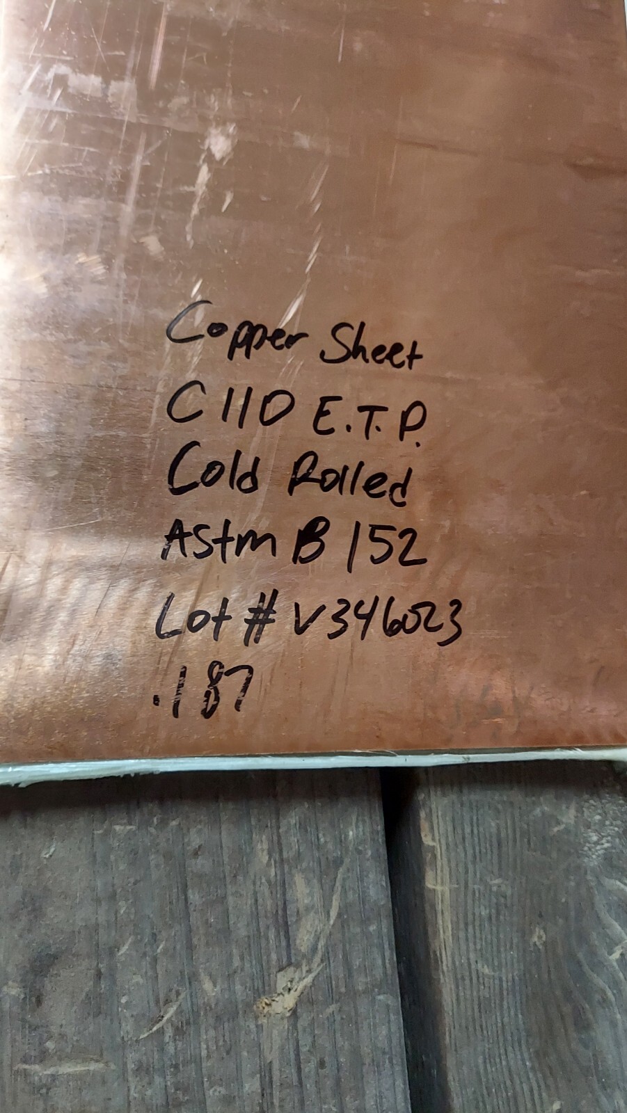 C110 3/16 Copper Sheet Cold Rolled .187″ x 10″ x 36″ Astm B152