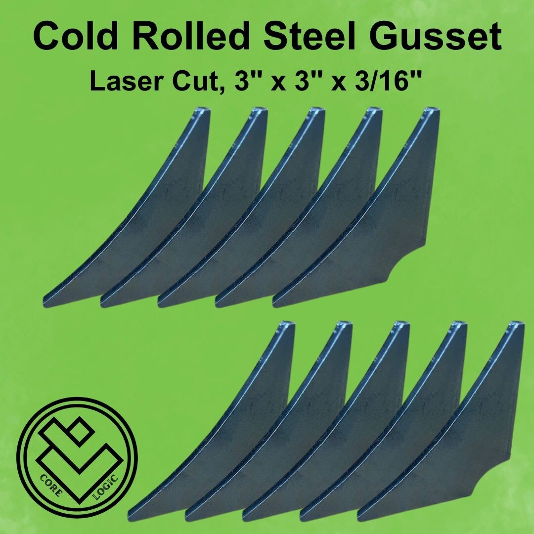 Roll Cage Corner Gusset 3”x3″x 3/16”-Set of (10) Steel Gussets, Cold Rolled