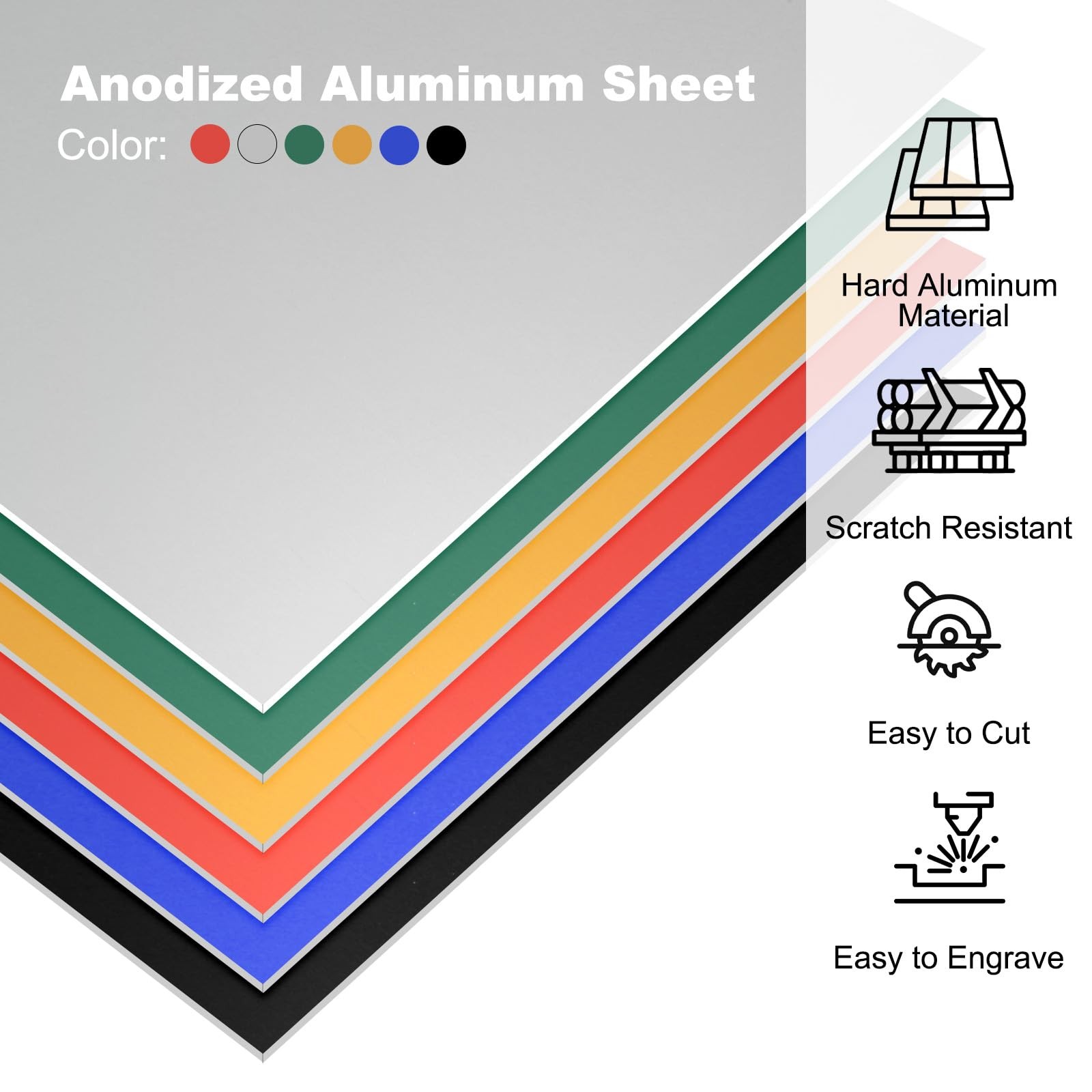 PATIKIL 7x5x1/32inch Anodized Aluminum Sheet Set, 6Pcs Metal Rectangle Alumin…