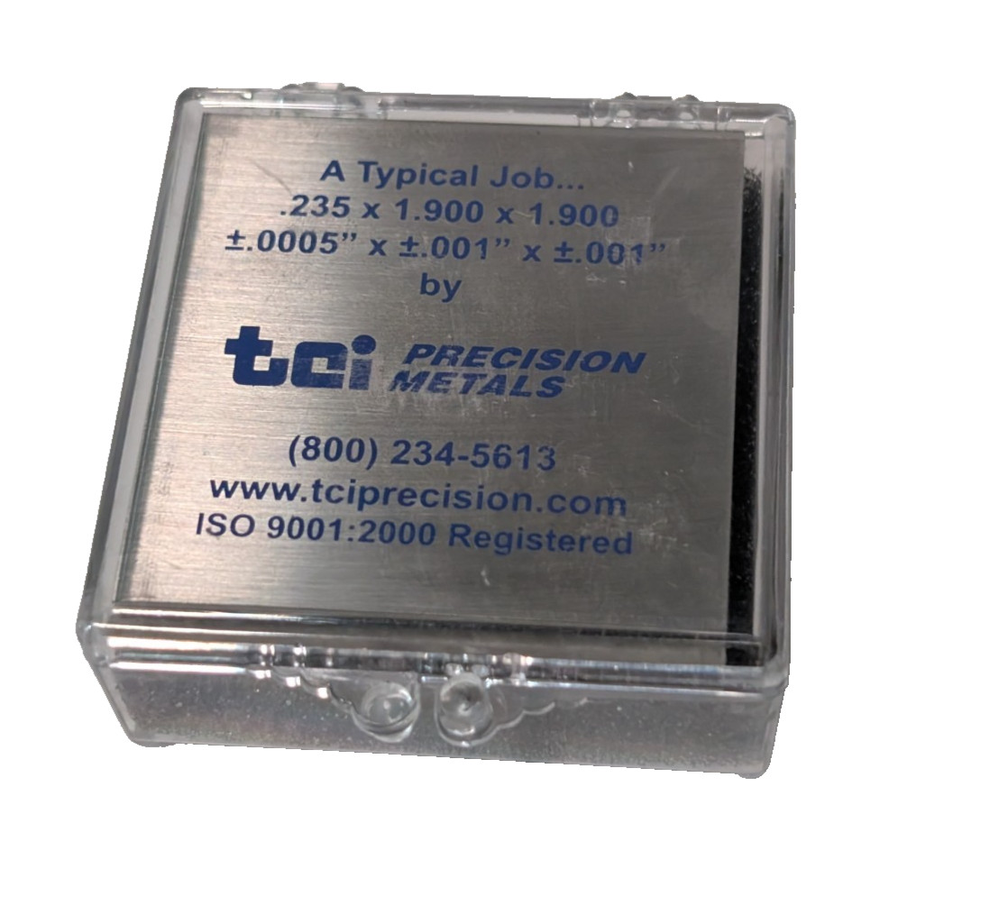 TCI Precision Metals Machined Metal Blank Sample Tool, CNC, Grinding, Milling