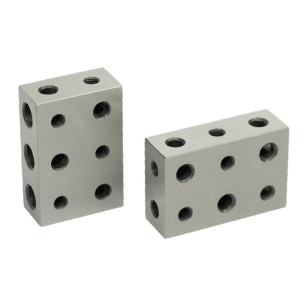 1 x2 x3 Steel Blocks Pair 11 Holes 5 Threaded 5/16-18 for Fixture Building