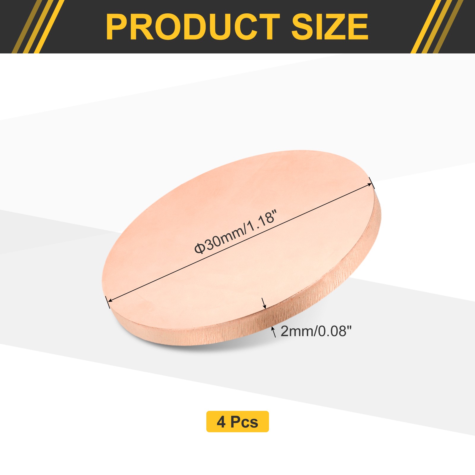 4Pcs Copper Round Plate, 0.08″ Thick 1.2″ Dia C1100 Pure Copper Sheet