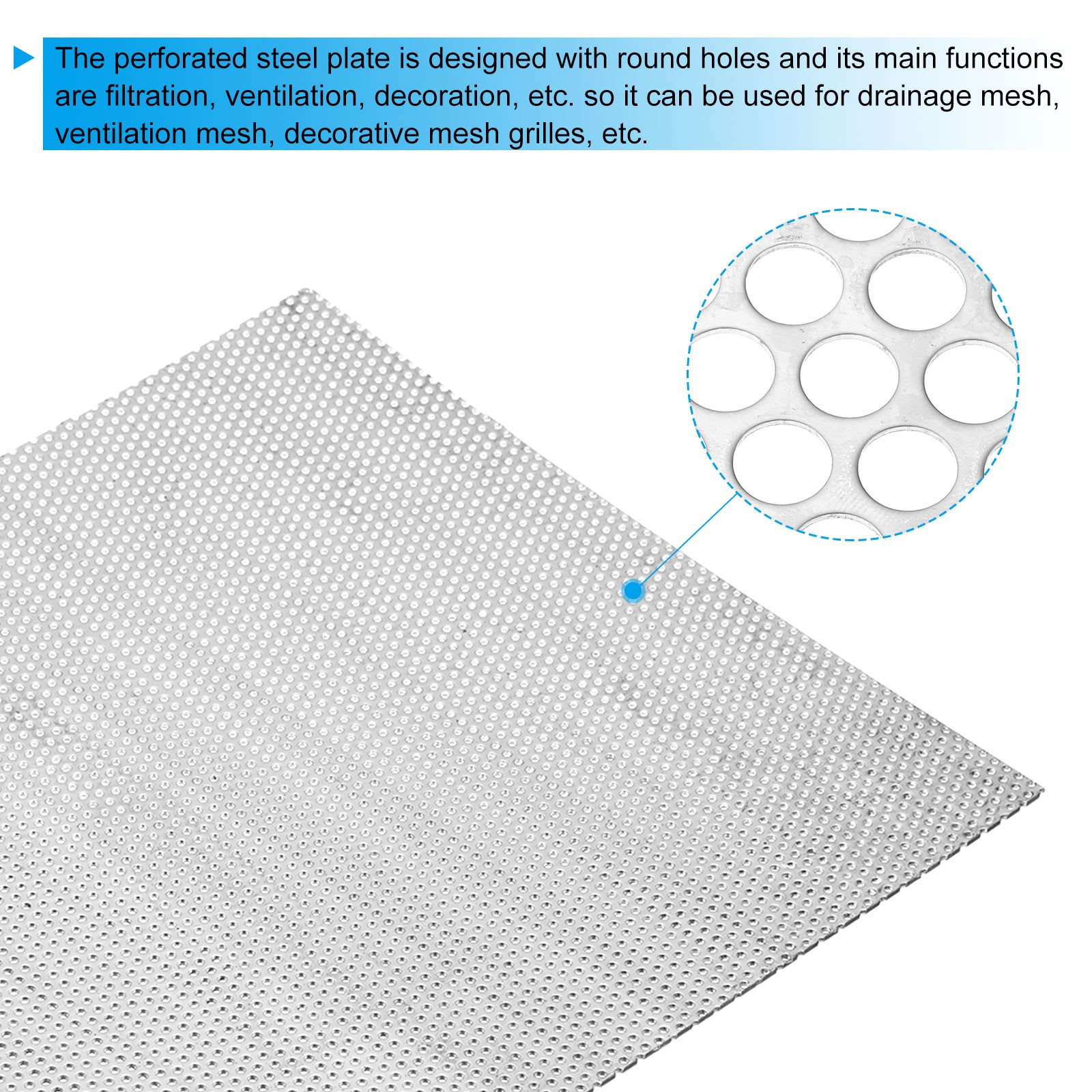 7.9″ L x 7.9″ W Perforated Metal Sheets, 2pcs 16Ga 0.06″Hole 304 Stainless Steel