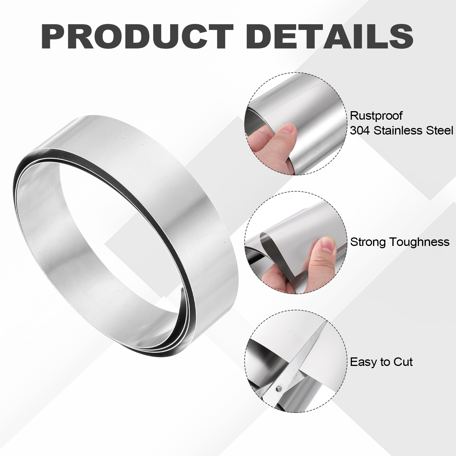 304 Stainless Steel Foil Roll 0.5mm x 25mm x 1m Metal Strip Sheet, Silver Tone