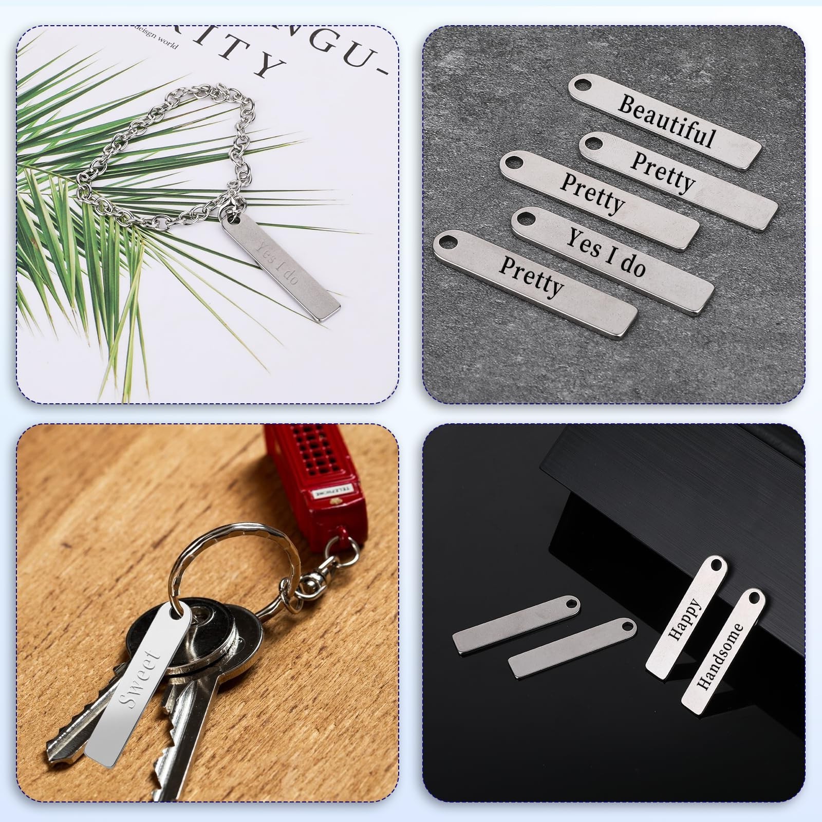 25 PCS Rectangle Blank Tags Stainless Steel Metal Stamping Engraving Blanks S…