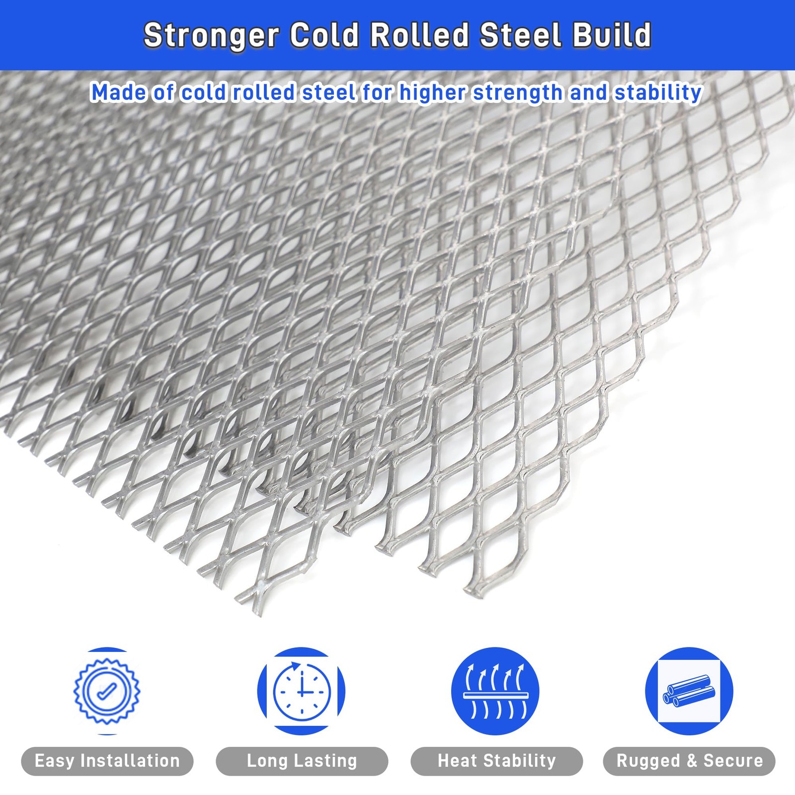 2PCS Steel Expanded Metal Sheet Flattened 48 x 32 Inches, 48″ x 32″, Silver