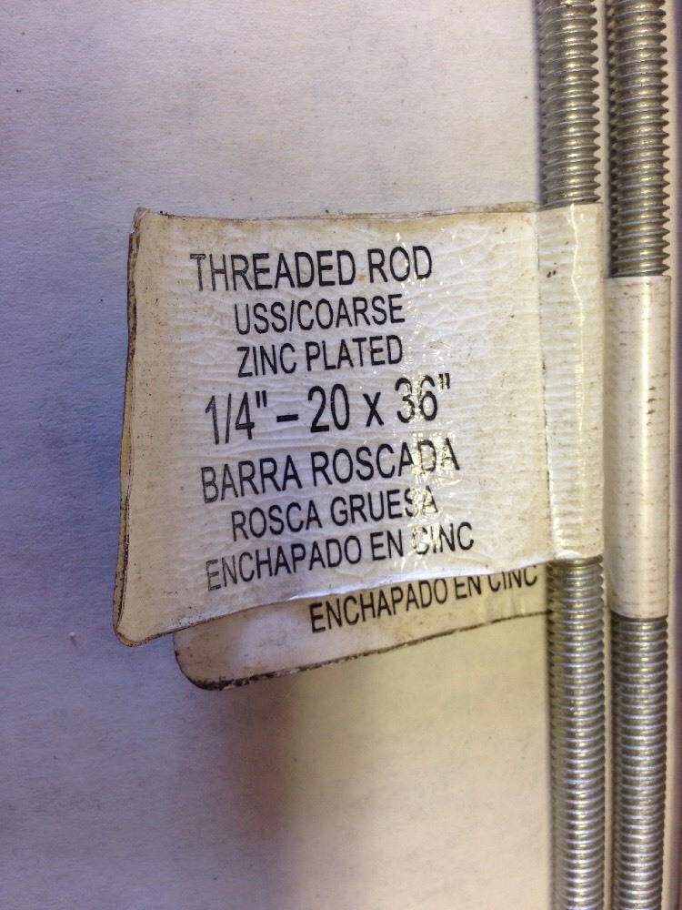 THREADED STOCK ROD USS/COARSE ZINC PLATED 1/4-20 x 36″ LENGTH Qty. 2 Pcs
