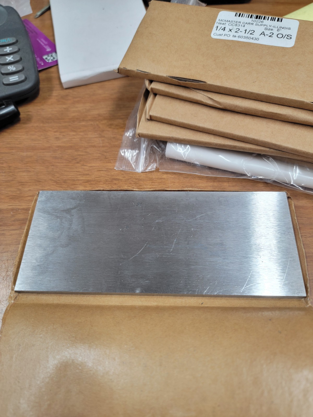A-2 TOOL STEEL BAR GROUND FLAT machine shop A2 stock 1/4″ x 2-1/2″ x 6″ LONG
