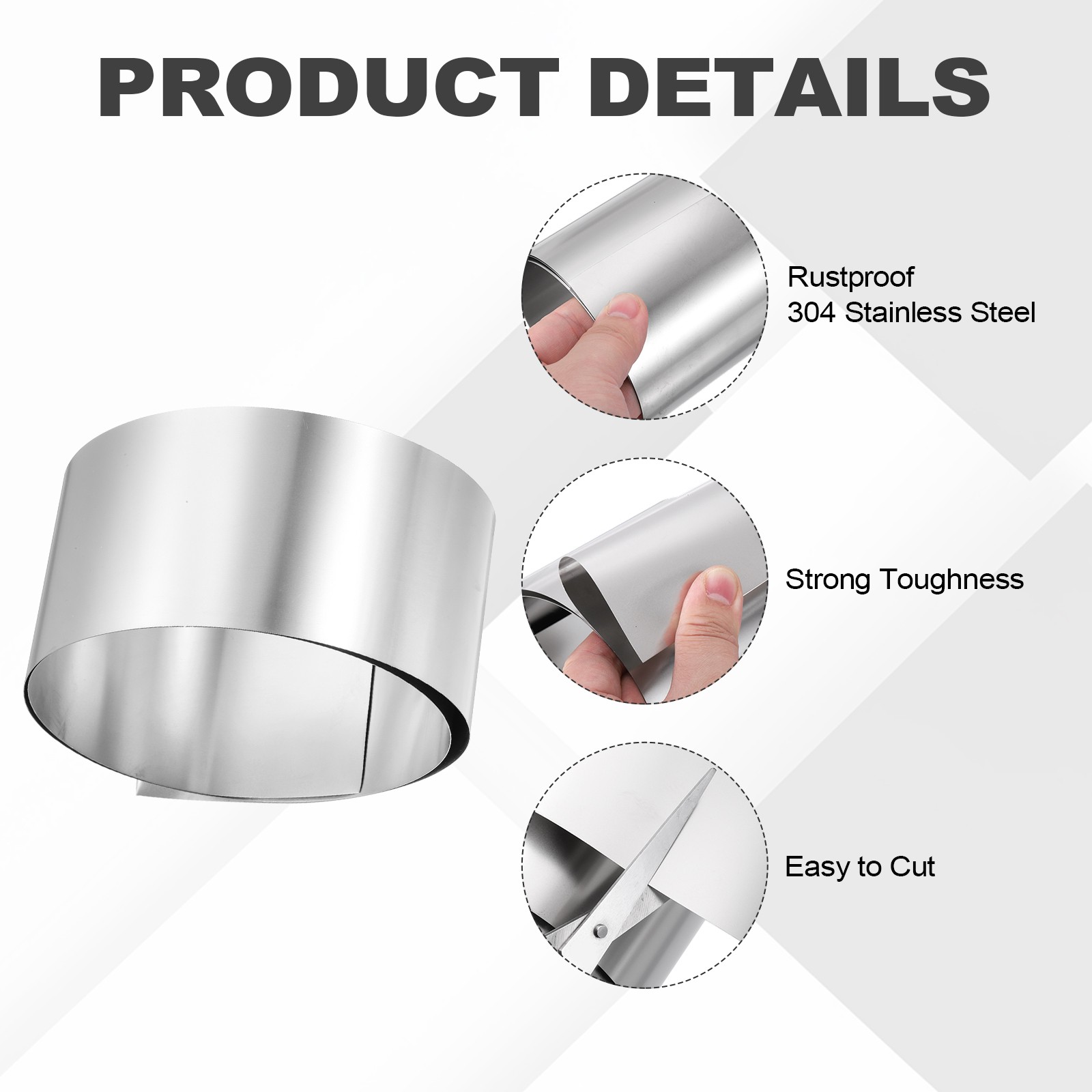 304 Stainless Steel Foil Roll 0.5mm x 80mm x 1m Metal Strip Sheet Silver Tone