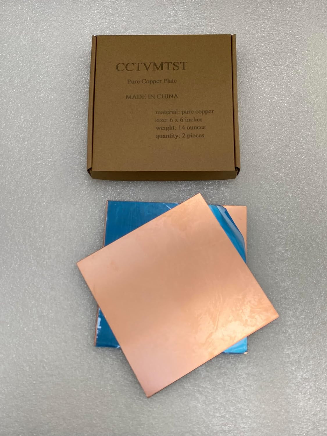 2 Pieces Pure Copper Sheet Plate Panels 6X6 Inches, 18 Gauge, Metal for Industry