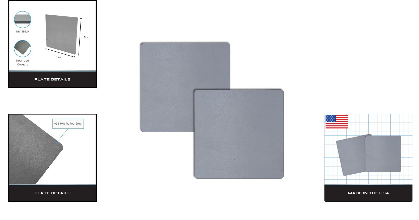 Heavy-Duty 8″ x 8″ x 1/8″ Steel Plates – 11 Gauge A36 for Structural Use
