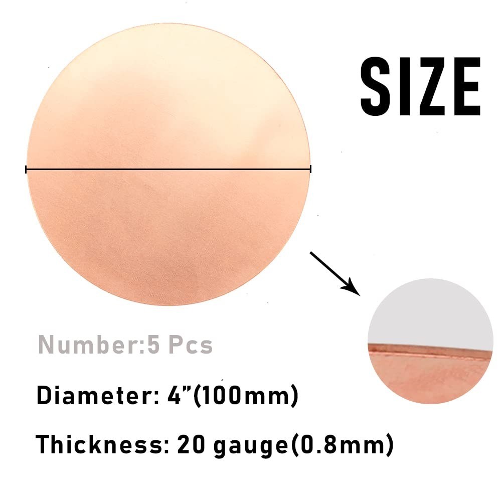 5 Count 20 Gauge Pure Copper Round Plates – Ideal for Crafts & Home Projects