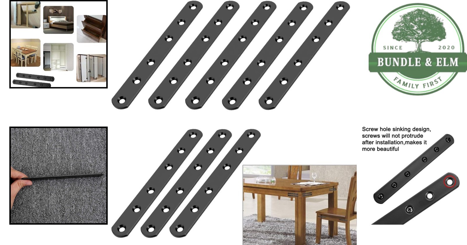 Heavy Duty Mending Plates, 6 Inch Stainless Steel Brackets for Furniture Fixing
