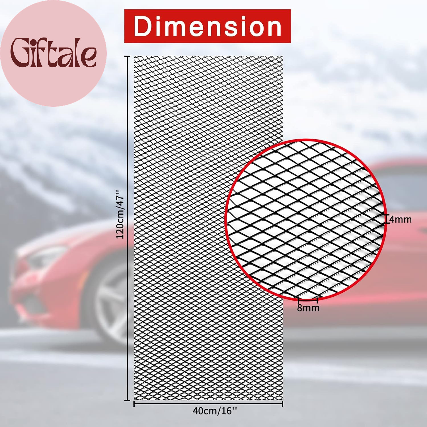 47”×16‘’ Car Grill Mesh Metal Mesh 120X40Cm Expanded Metal Sheet Made of Black