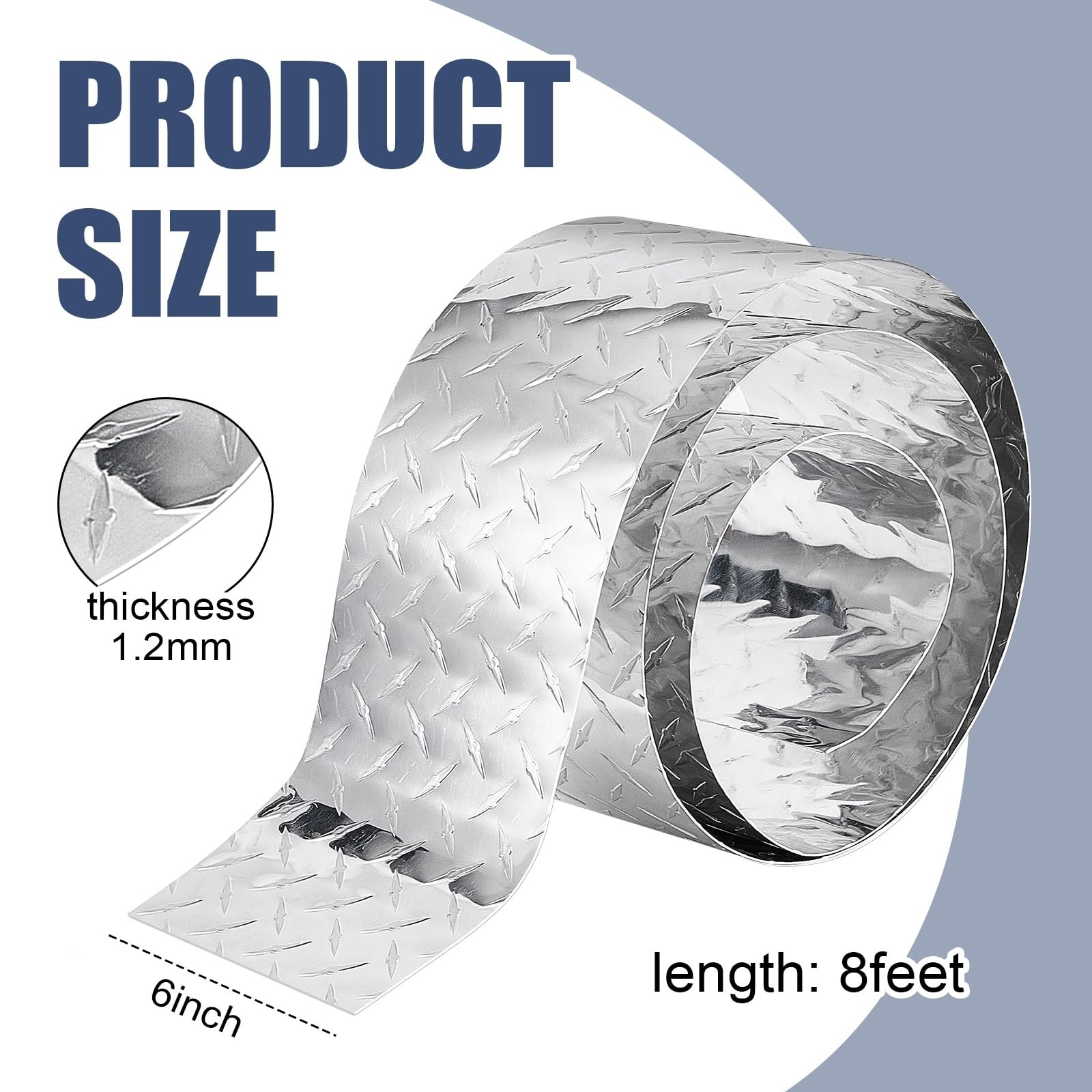 Heavy Duty 6” x 8′ Aluminum Diamond Plate Sheet – 0.04” Thick Tread Metal for