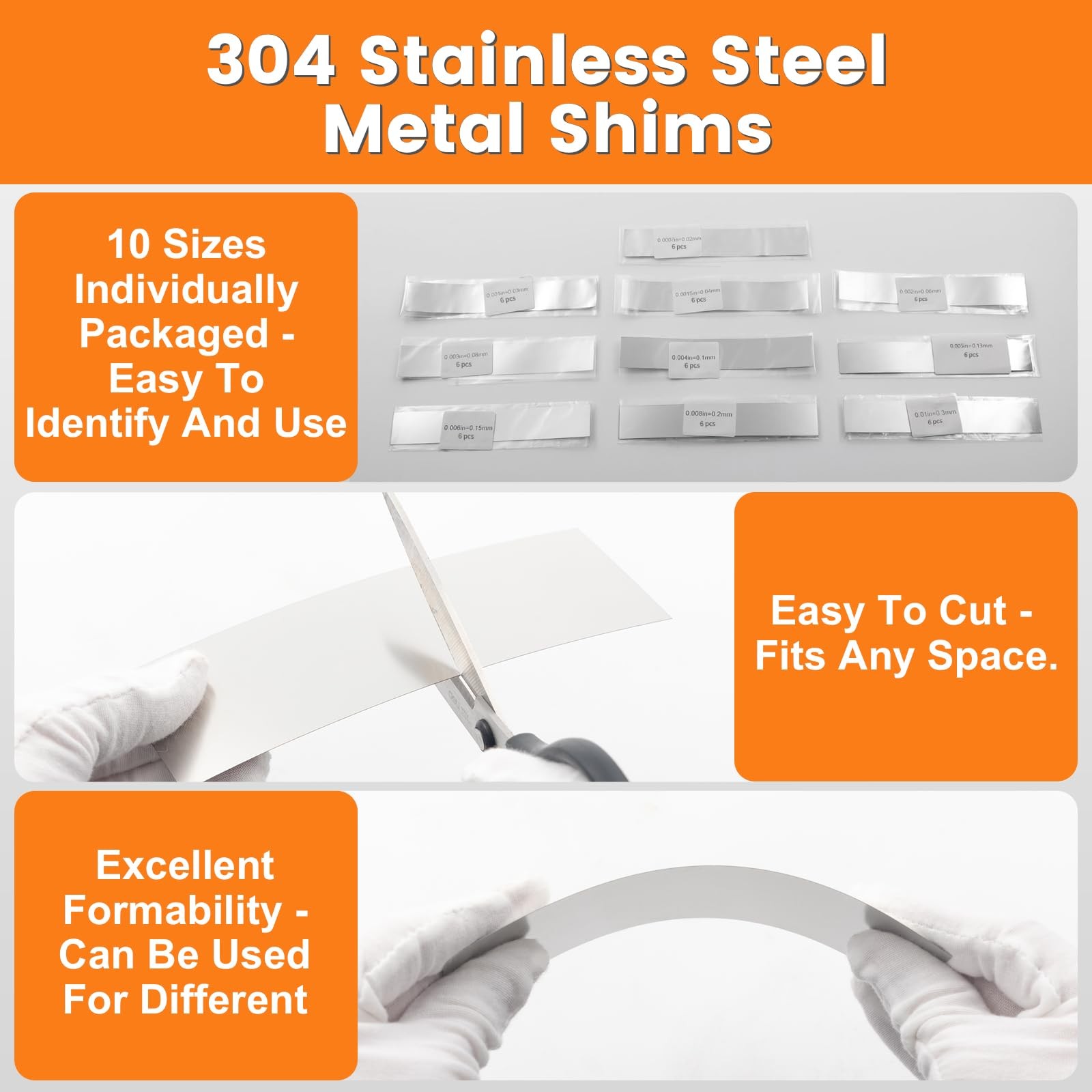 Hxouciv 2″x6″ Metal Shim Stock 60 PCS Silver
