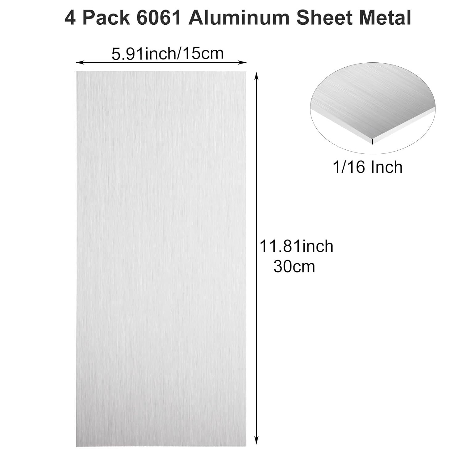 4 Pack 6061 Aluminum Sheet 12 X 6 X 1/8 Inch, 3Mm Heavy Duty Aluminum Plate with