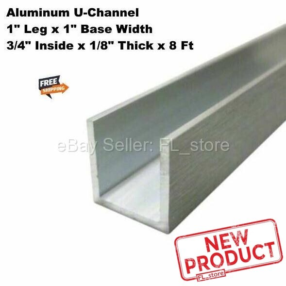 8 Feet Aluminum Channel 1″ Leg x 1″ Base Width x 3/4″ Inside x 1/8″ Thick NEW